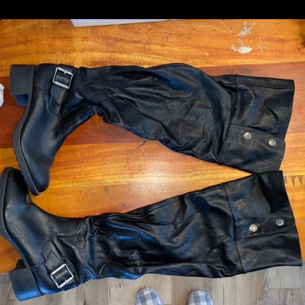 Above knee leather boots